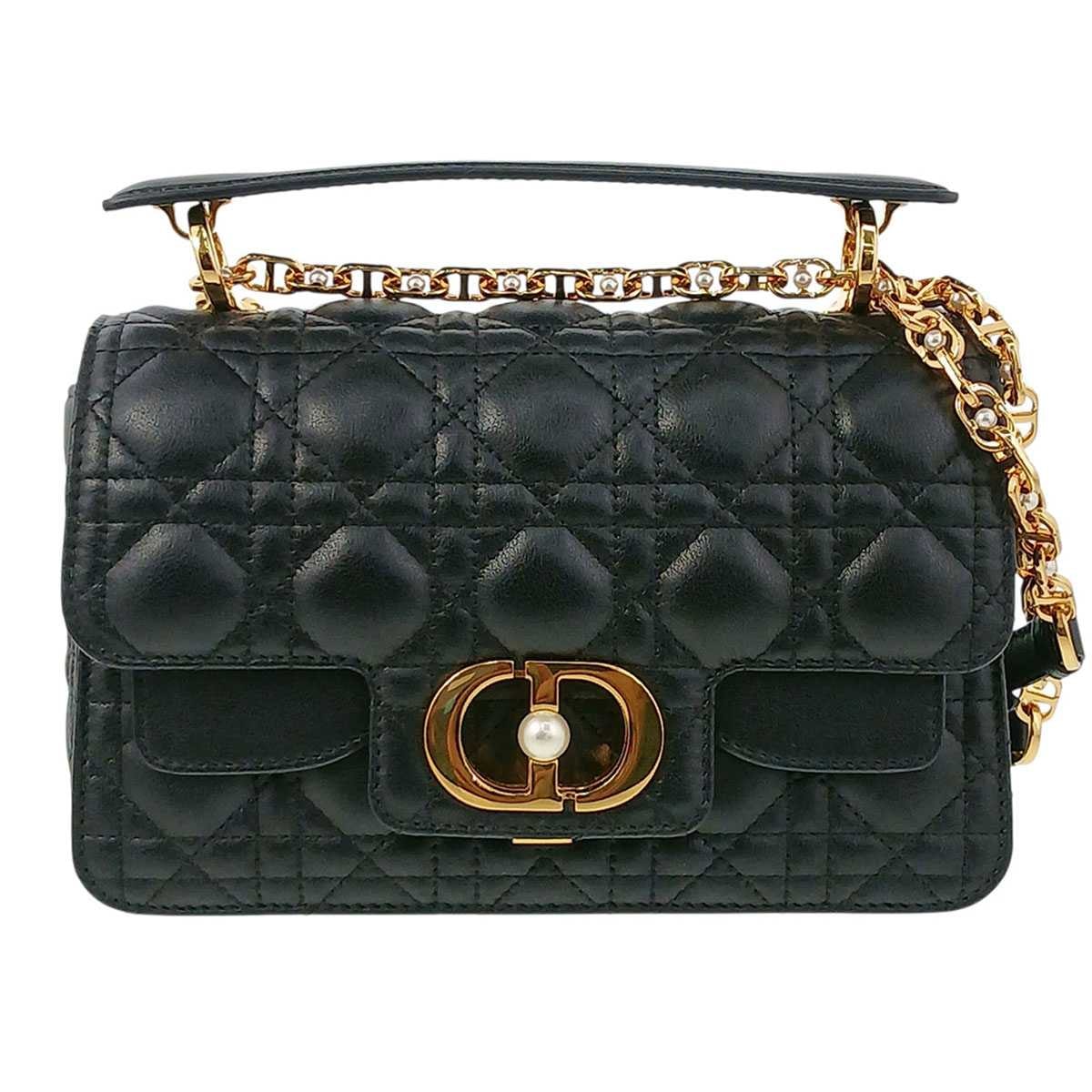 Christian Dior クリスチャンディオール Jolie トップハンドルバッグ スモール ショルダーバッグ M9271UBHI レザー ブラック レディース【中古】