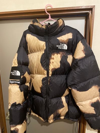 Supreme x The North Face Bleached Denim Print Nuptse Jacket "Black"