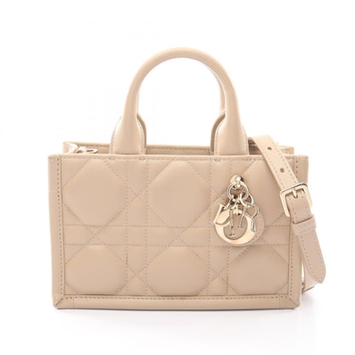 ディオール Dior マクロ カナージュ ブックトート バッグミニ 2WAY ハンドバッグ バッグ レザー レディース ベージュ系 S5573OWHP_M51U 【中古】