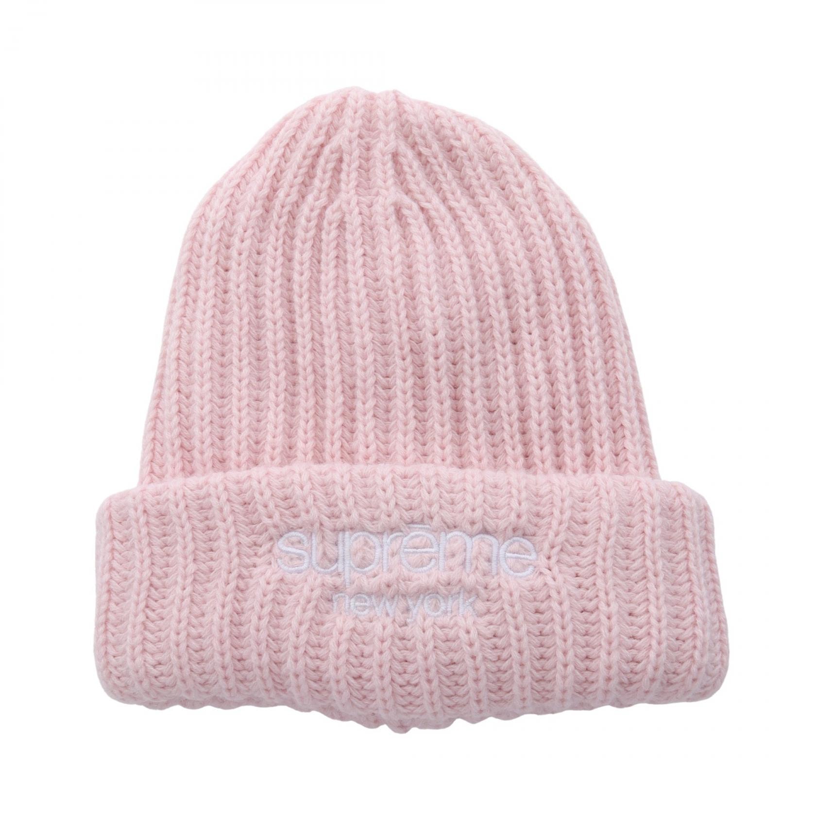 シュプリーム Supreme Classic Logo Chunky Ribbed Beanie ニット帽 ニットキャップ 帽子 アクリル レディース ピンク系 【中古】