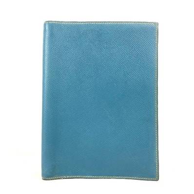エルメス HERMES 2つ折り ノートパッド ノートカバー システム手帳 ステーショナリー メモ帳 手帳カバー レザー E□刻 ブルージーン ブルー