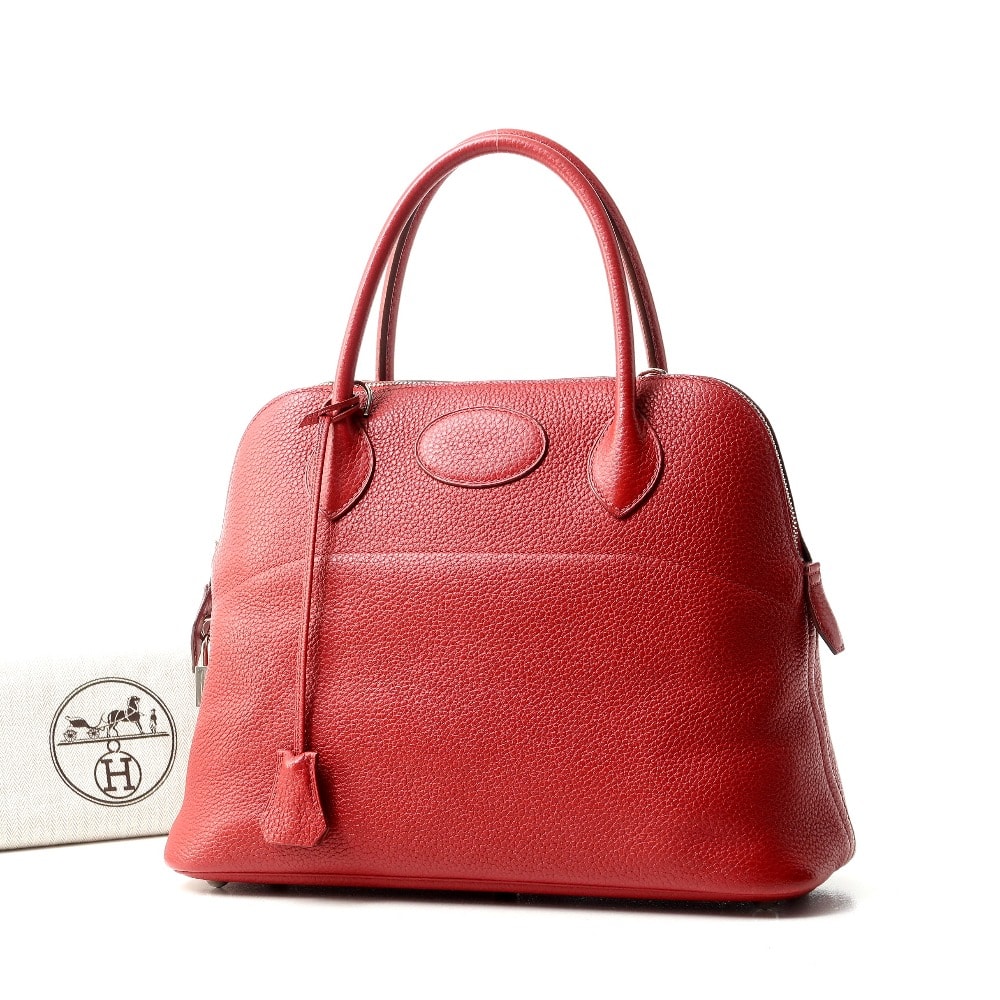 HERMES エルメス Bolide ボリード 31 ハンドバッグ トリヨンクレマンス □O刻印 レッド シルバー金具【最終値下げ】 フランス製 ブランド古着【中古】20250513/RA4820