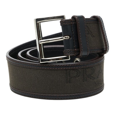 プラダ ロゴベルト ブラウン キャンバス レザー レディース PRADA 【中古】