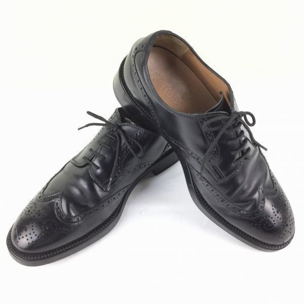 試着交換OK!TOD'S トッズ/ウイングチップ ビジネスシューズ/size 8〈黒/BLACK/ブラック〉本革/メンズ//men's 菅NO.メZA-382
