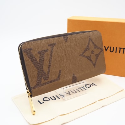 美品 LOUIS VUITTON ルイ・ヴィトン リバース ジッピーウォレット M69353 長財布 ブラウン ベージュ コーティングキャンバス レザー レディース