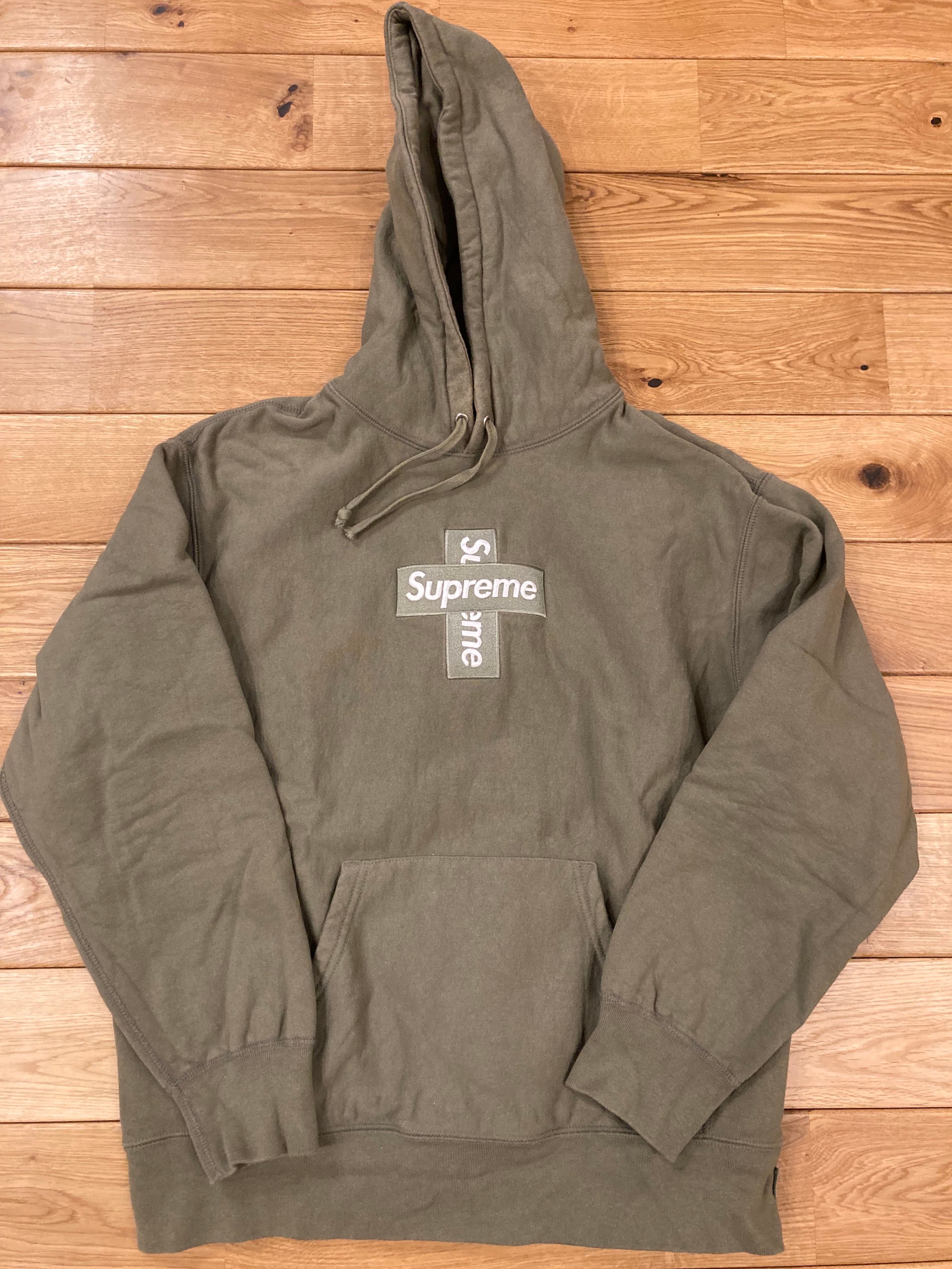 Supreme Cross Box Logo Hooded Sweatshirt "Light Olive"