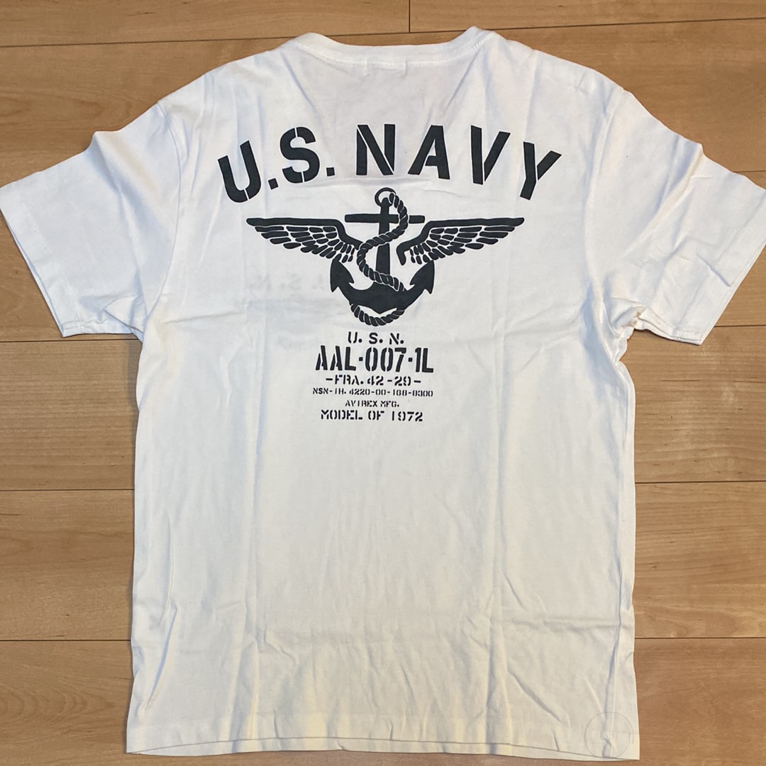 AVIREX U.S. NAVY バックプリント Tシャツ ホワイト Lサイズ