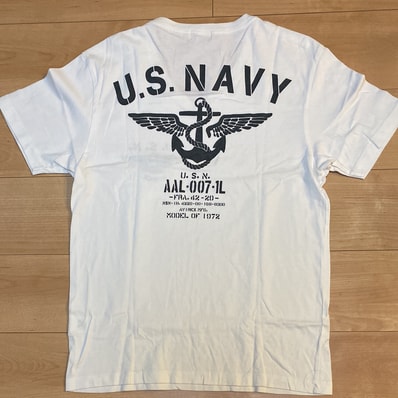 AVIREX U.S. NAVY バックプリント Tシャツ ホワイト Lサイズ