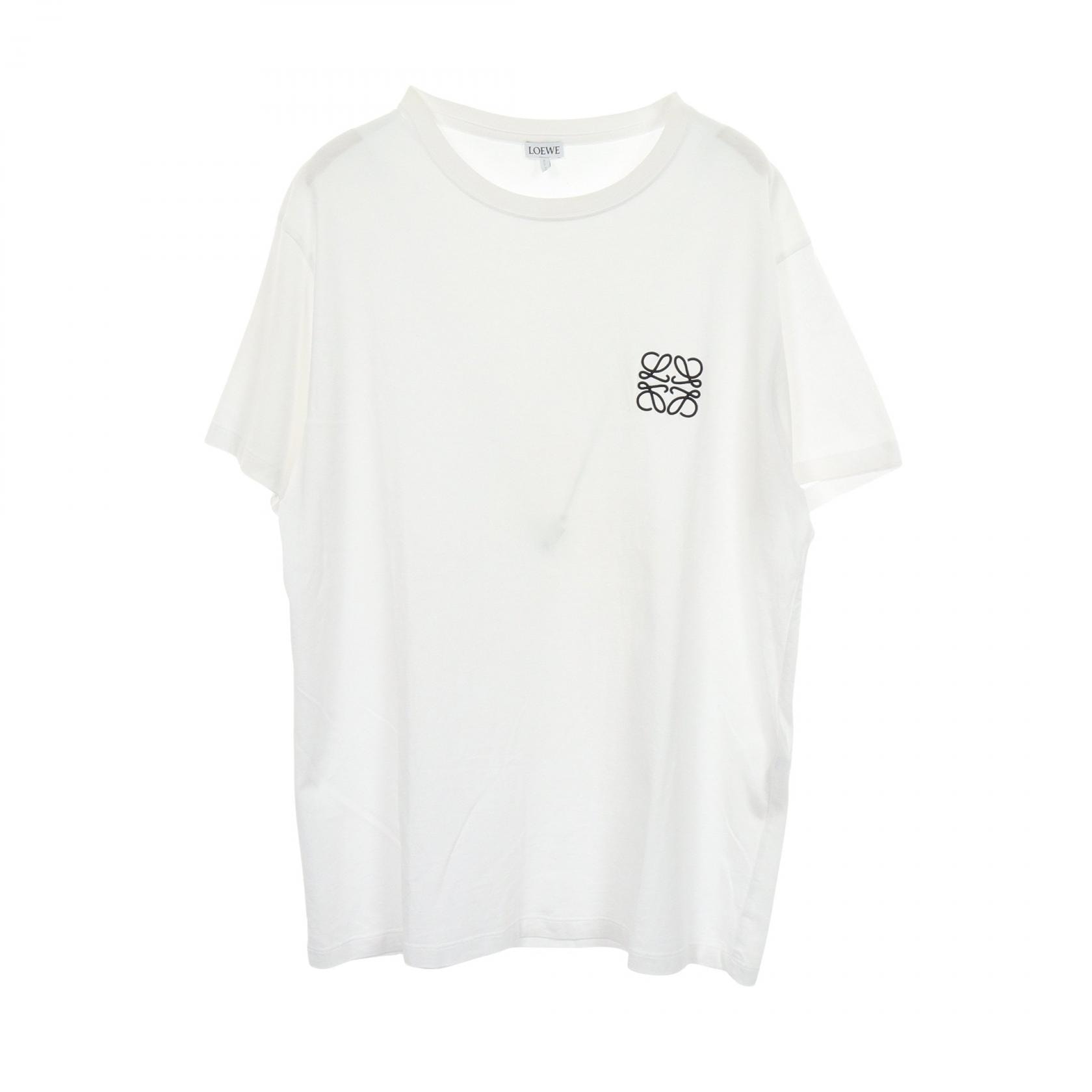 ロエベ LOEWE アナグラム刺繍 半袖Tシャツ 衣料品 トップス コットン メンズ ホワイト系 【中古】