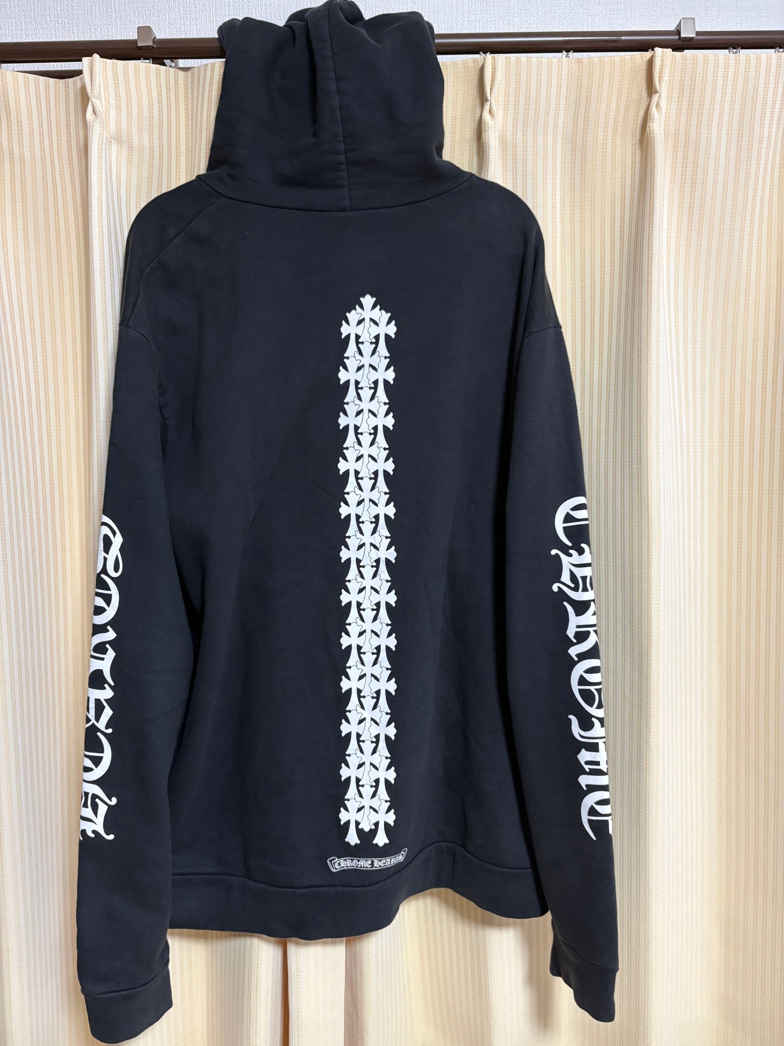 Chrome Hearts Tire Track Back Print Cemetery Cross Pullover Hoodie "Black"