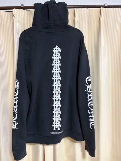 Chrome Hearts Tire Track Back Print Cemetery Cross Pullover Hoodie "Black"