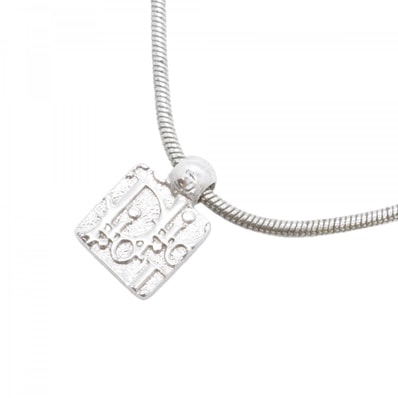 ★SALE【6jfb0271】クリスチャンディオール ネックレス トロッター スクエア メタル ラインストーン シルバー【中古】レディース