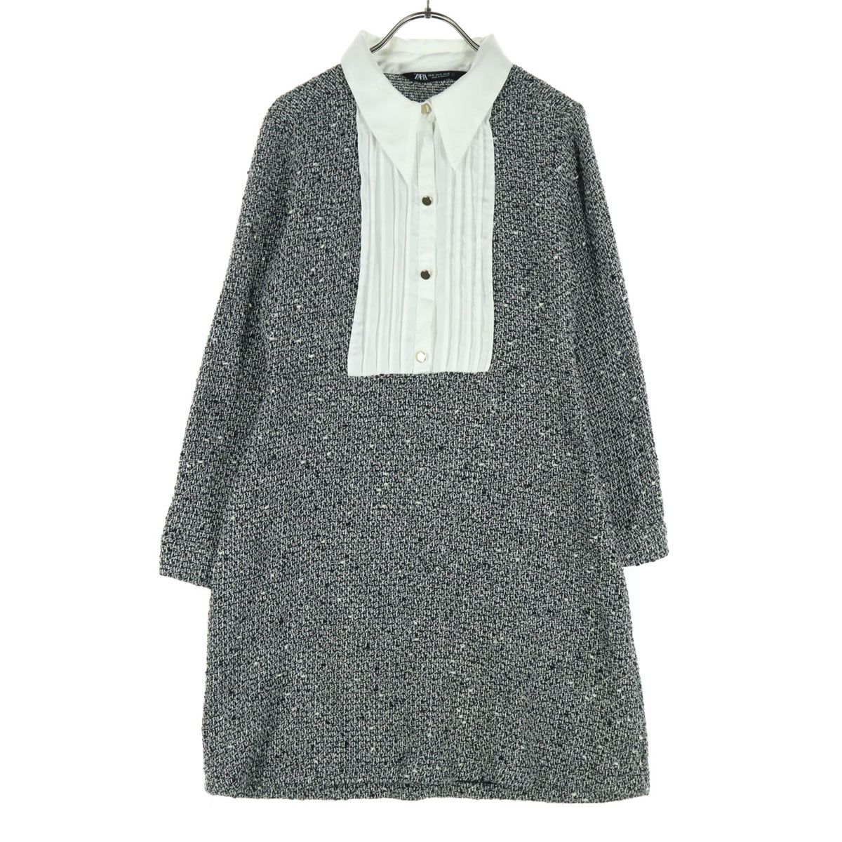 ZARA ザラ 長袖 膝丈ワンピース XS ブラック系