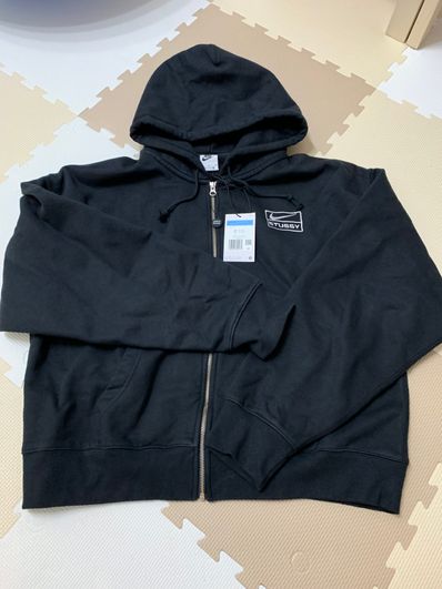 Stussy x Nike Stone Washed Fleece Zip Hoodie "Black" (US Size) FJ9175-010