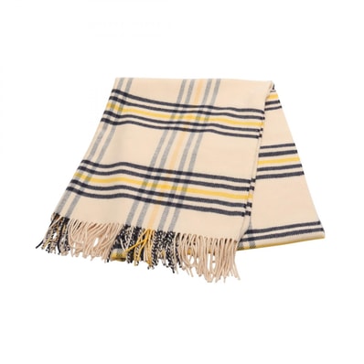 エルメス HERMES マフラー 衣料品 カシミヤ レディース ベージュ系 / ネイビー系 / イエロー系 【中古】