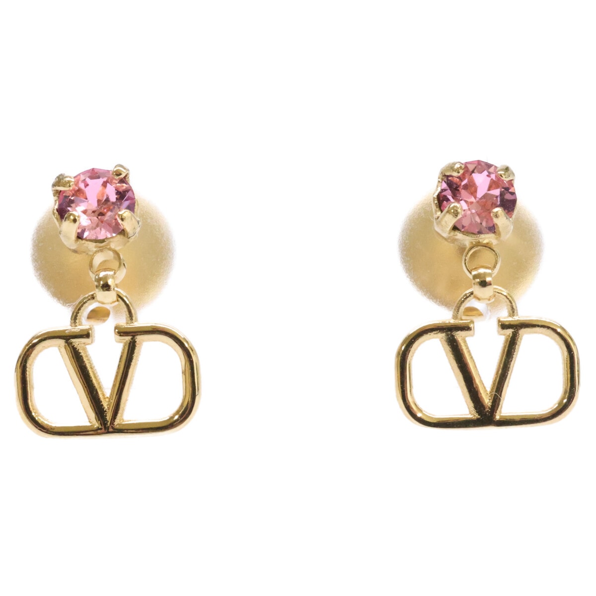 ヴァレンティノ 【美品】Vロゴ シグネチャー メタル x スワロフスキークリスタル