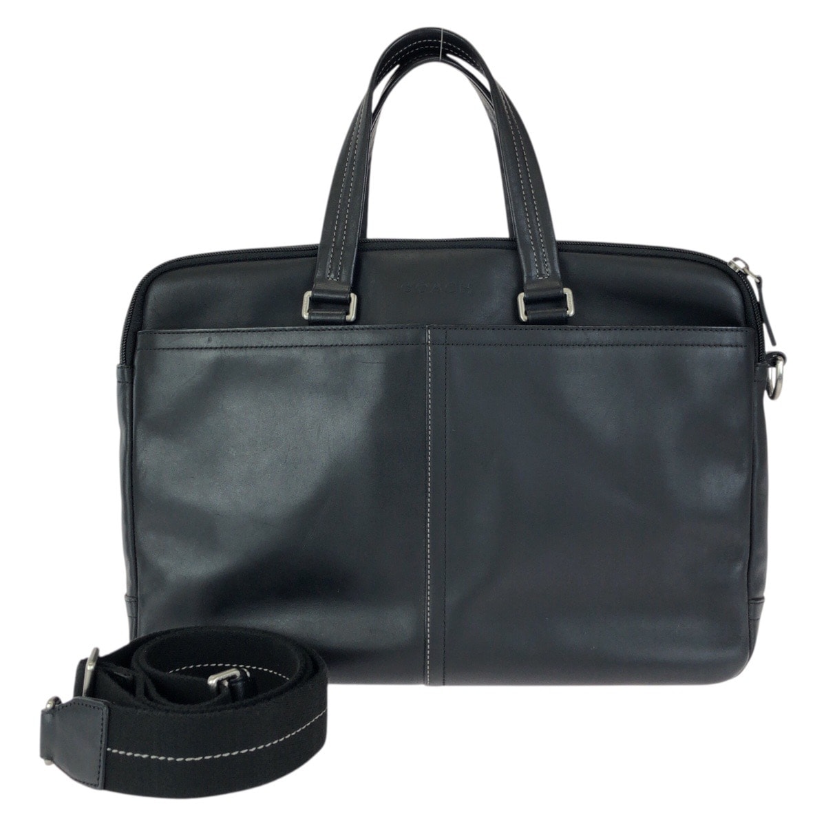 美品 COACH コーチ 2way ブラック 黒 シルバー金具 レザー ビジネスバッグ ブリーフケース ショルダーバッグ 602517 【中古】