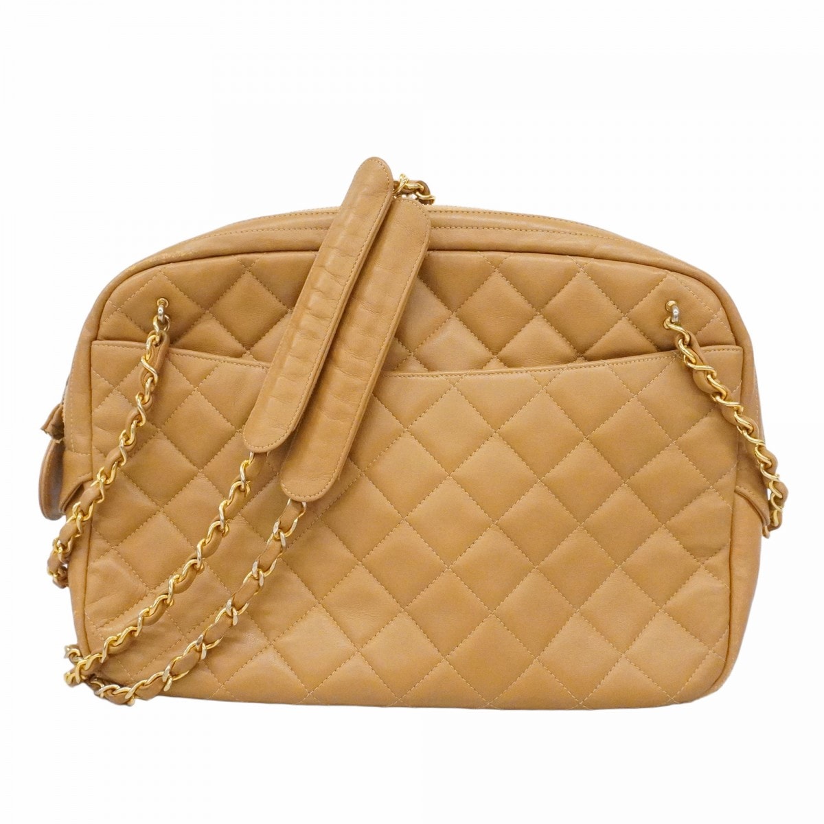【6dc2702】シャネル ショルダーバッグ マトラッセ チェーンショルダー ラムスキン ブラウン ゴールド金具【中古】レディース