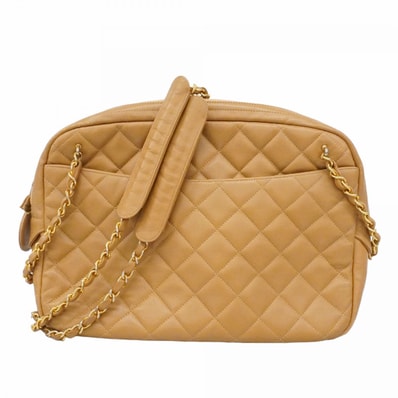 【6dc2702】シャネル ショルダーバッグ マトラッセ チェーンショルダー ラムスキン ブラウン ゴールド金具【中古】レディース