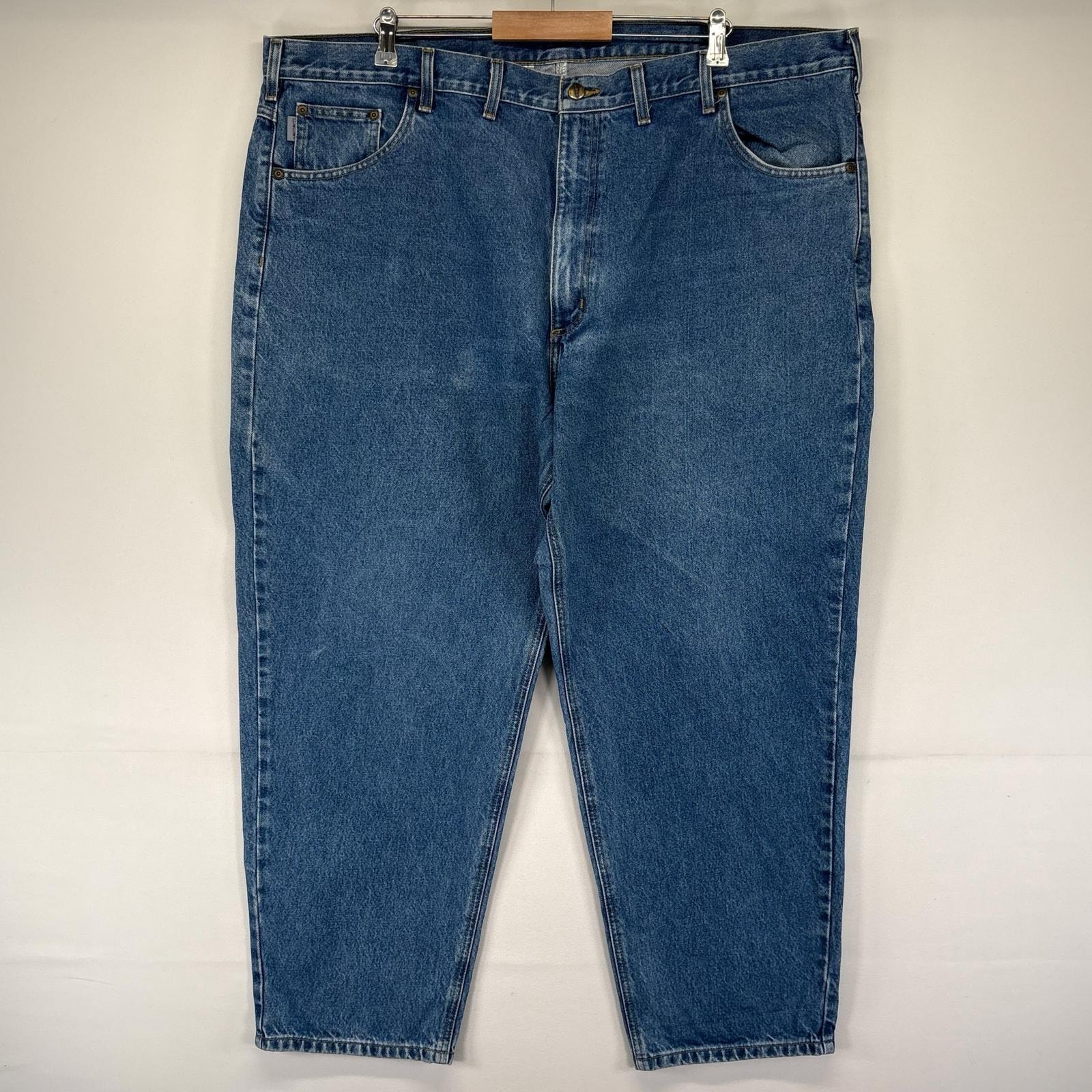 古着 カーハート Carhartt デニム パンツ テーパード 5ポケット ワーク 大きいサイズ w48×L30  ブルー系 メンズ