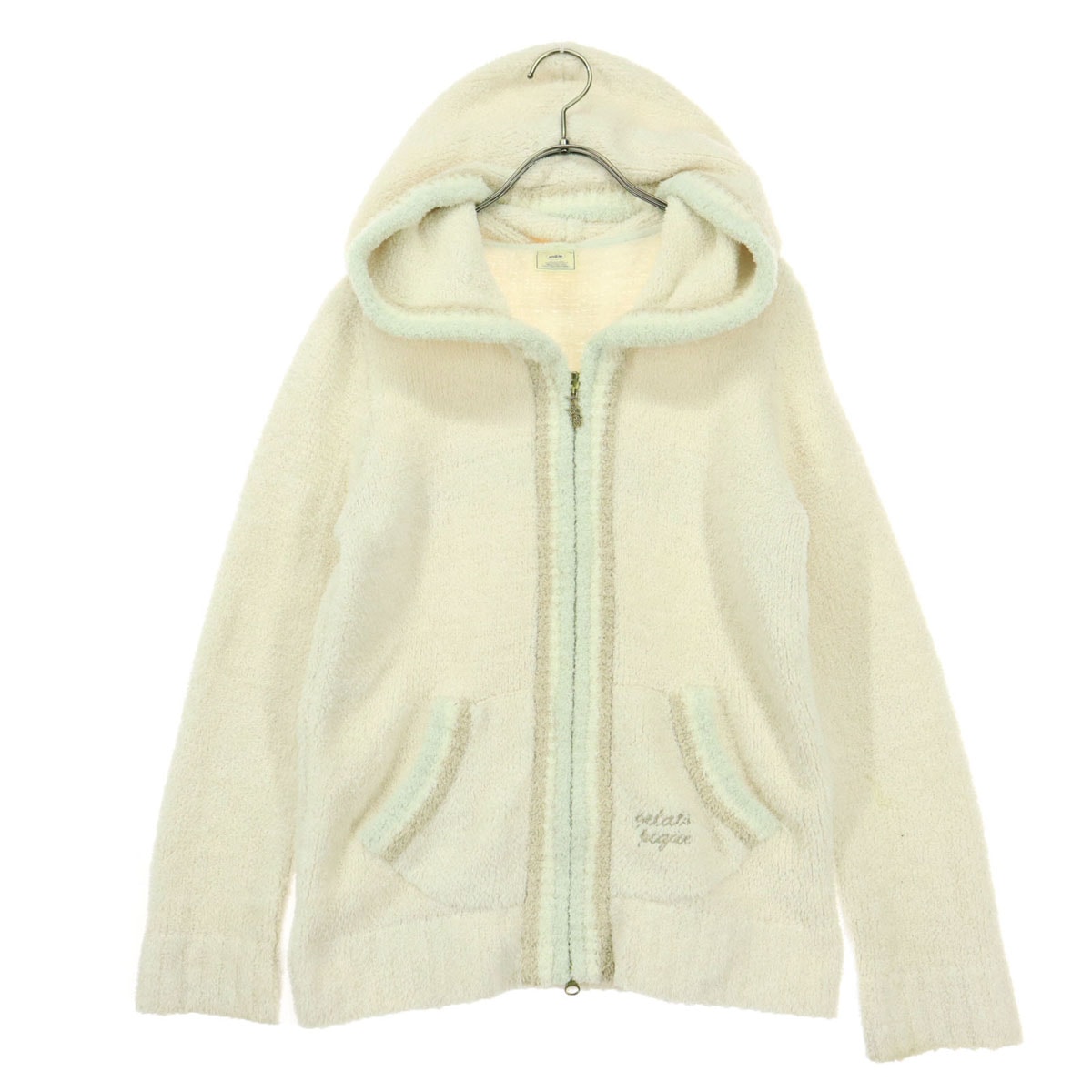 gelato pique ジェラートピケ ロゴ刺繍 もこもこ ジップパーカー ホワイト ジェラピケ