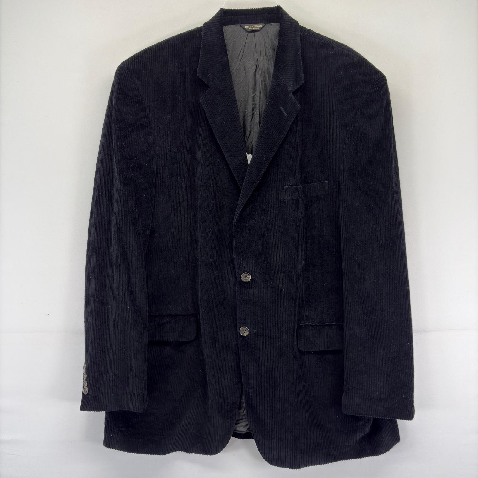 古着 チャップスラルフローレン CHAPS RALPHLAUREN コーデュロイ ジャケット ブレザー 太畝 テーラード 44L  ブラック系 チェック メンズ