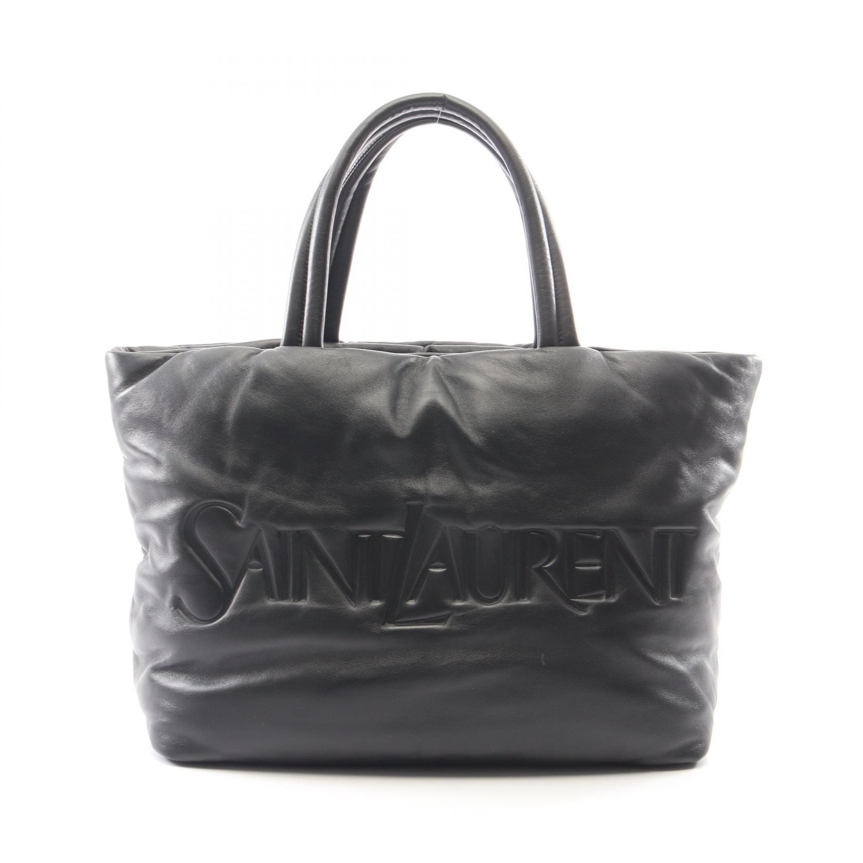 サンローランパリ SAINT LAURENT PARIS ワイド パファー トートバッグ バッグ レザー メンズ ブラック系 756269 【中古】