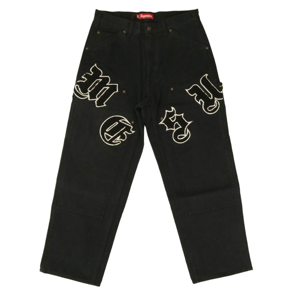 Supreme シュプリーム パンツ 25SS Old English Double Knee Painter Pant オールド イングリッシュ ダブル ニー ペインター パンツ ブラック系 32【極上美品】【中古】