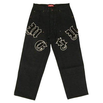 Supreme シュプリーム パンツ 25SS Old English Double Knee Painter Pant オールド イングリッシュ ダブル ニー ペインター パンツ ブラック系 32【極上美品】【中古】
