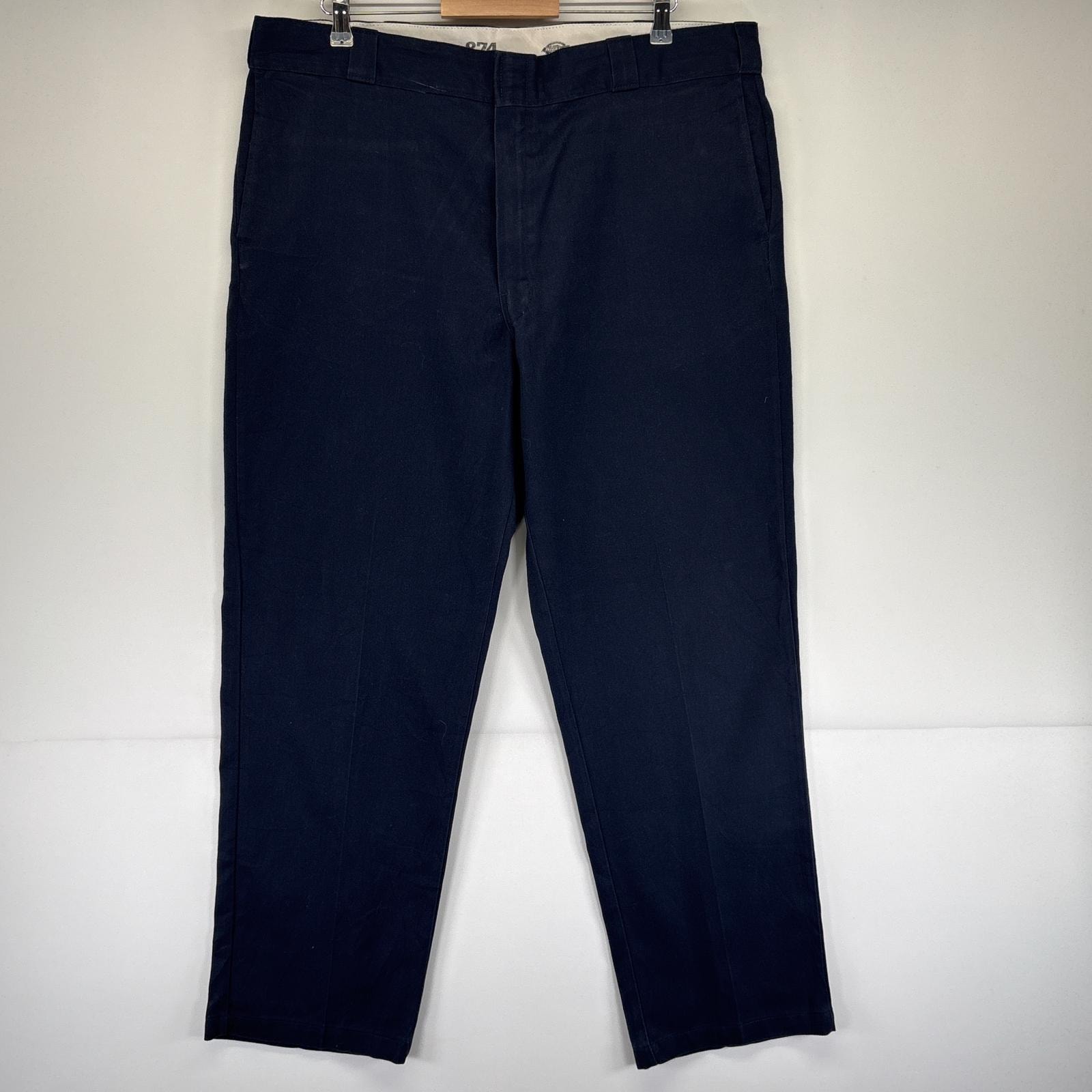 古着 ディッキーズ Dickies ワークパンツ 874 テーパード 長ズボン ワンポイントロゴ 大きいサイズ w40 L32  ネイビー メンズ