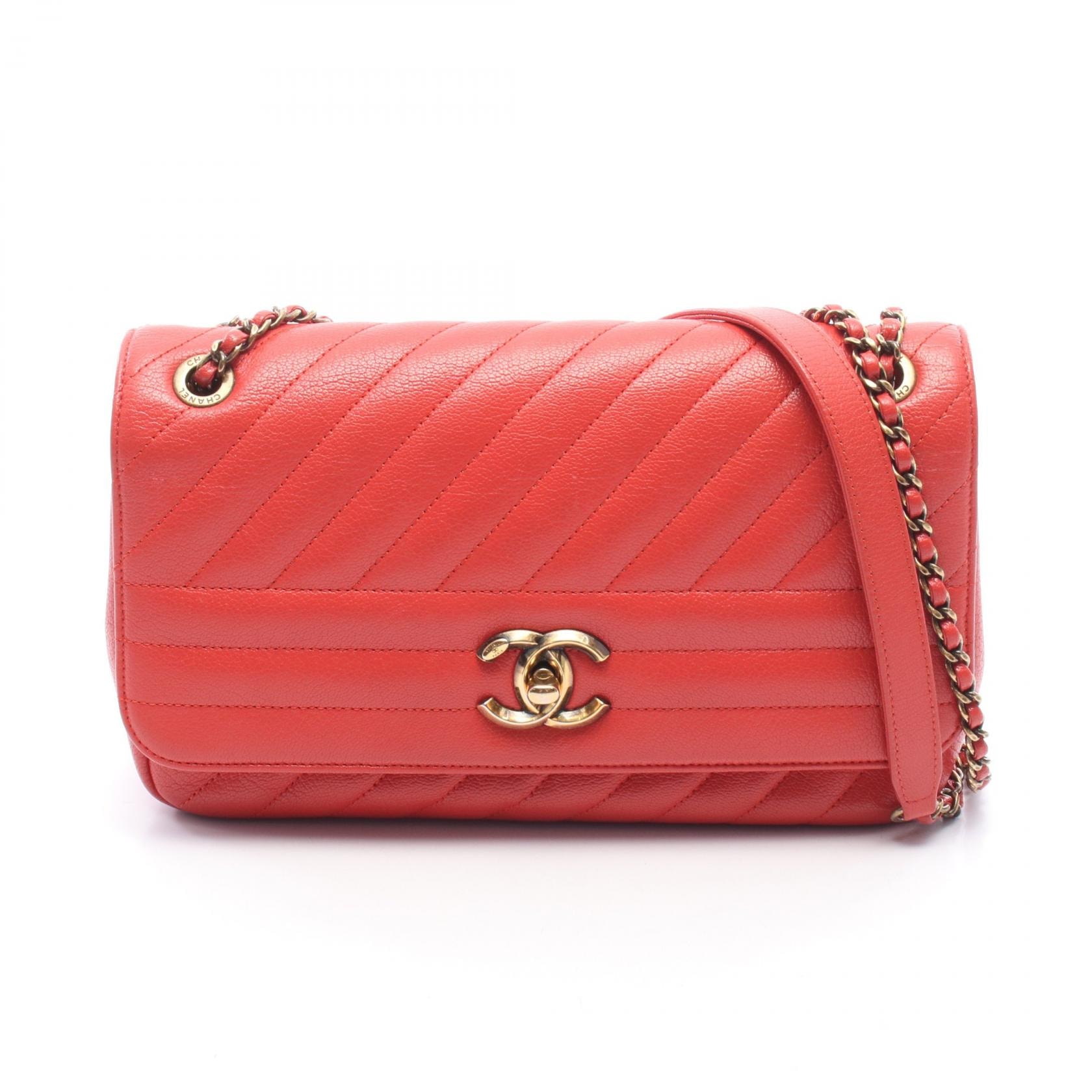 シャネル CHANEL マドモアゼル ショルダーバッグ バッグ レザー レディース レッド系 【中古】