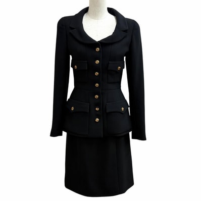 極美品 シャネル スーツ ブラック レディース 38 96A P08512