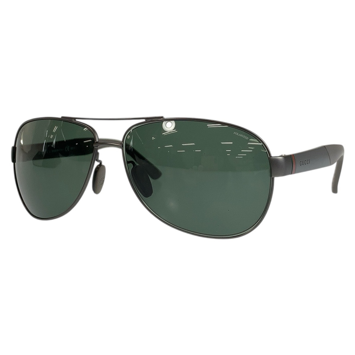 GUCCI グッチ シェリーライン グレー グリーン プラスチック メタル/ サングラス 偏光レンズ ティアドロップ 506771 【中古】