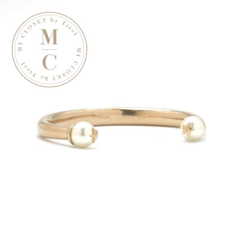 クリスチャンディオール CHRISTIAN DIOR TRIBALES ブレスレット バングル ゴールド ロゴ パール 星