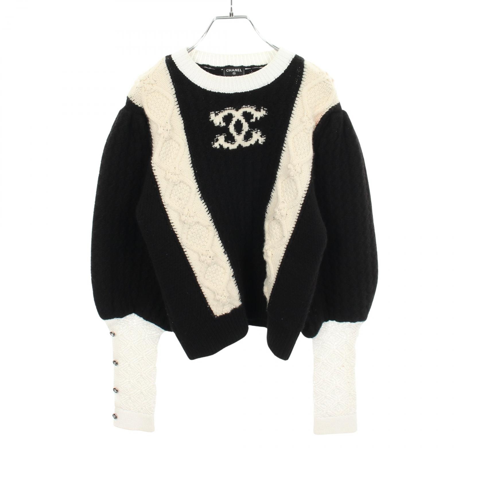 シャネル CHANEL ココマーク ニット 衣料品 トップス ウール カシミヤ レディース ブラック系 / ホワイト系 P70976K10191 【中古】