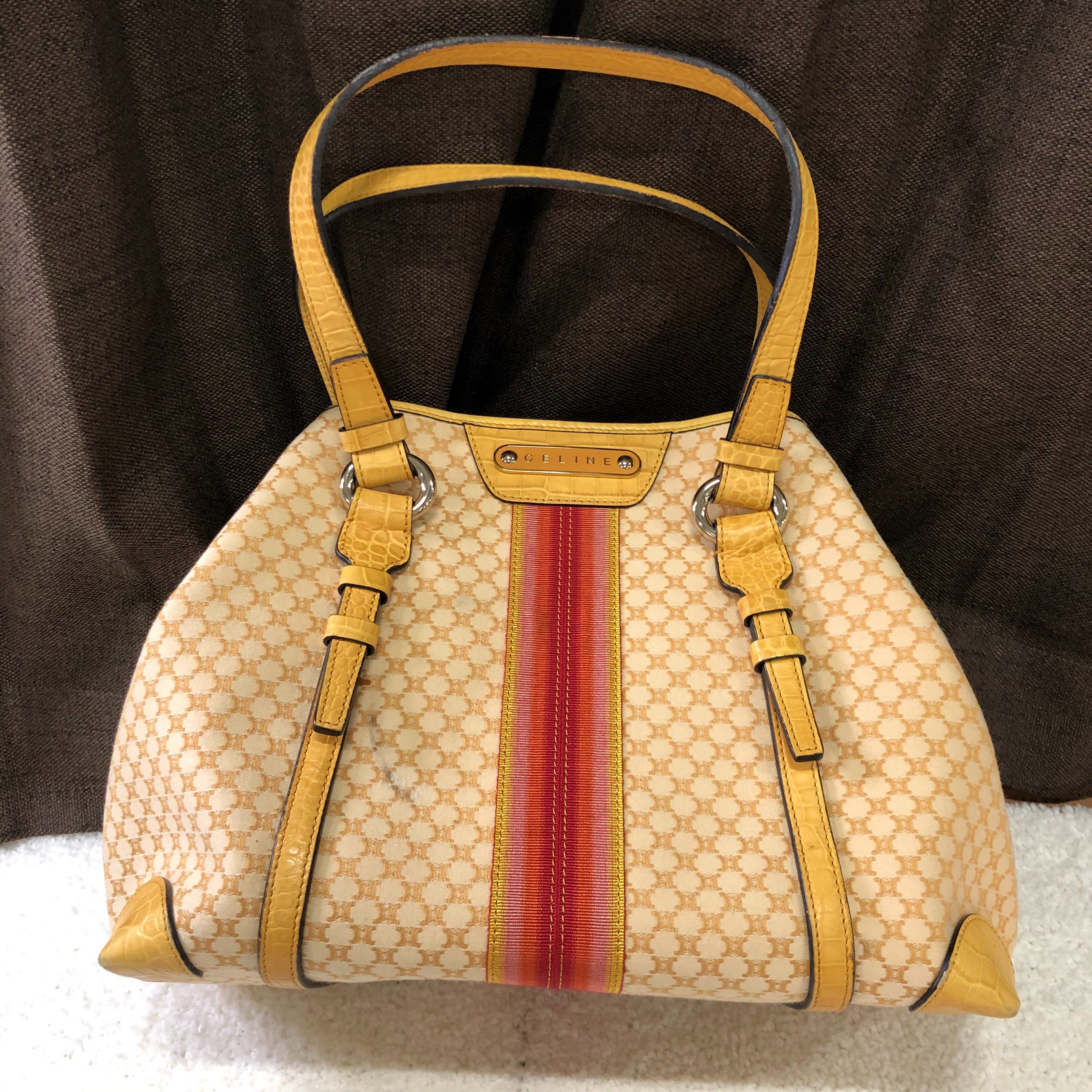 セリーヌ トートバッグ マカダム イエローキャンバス