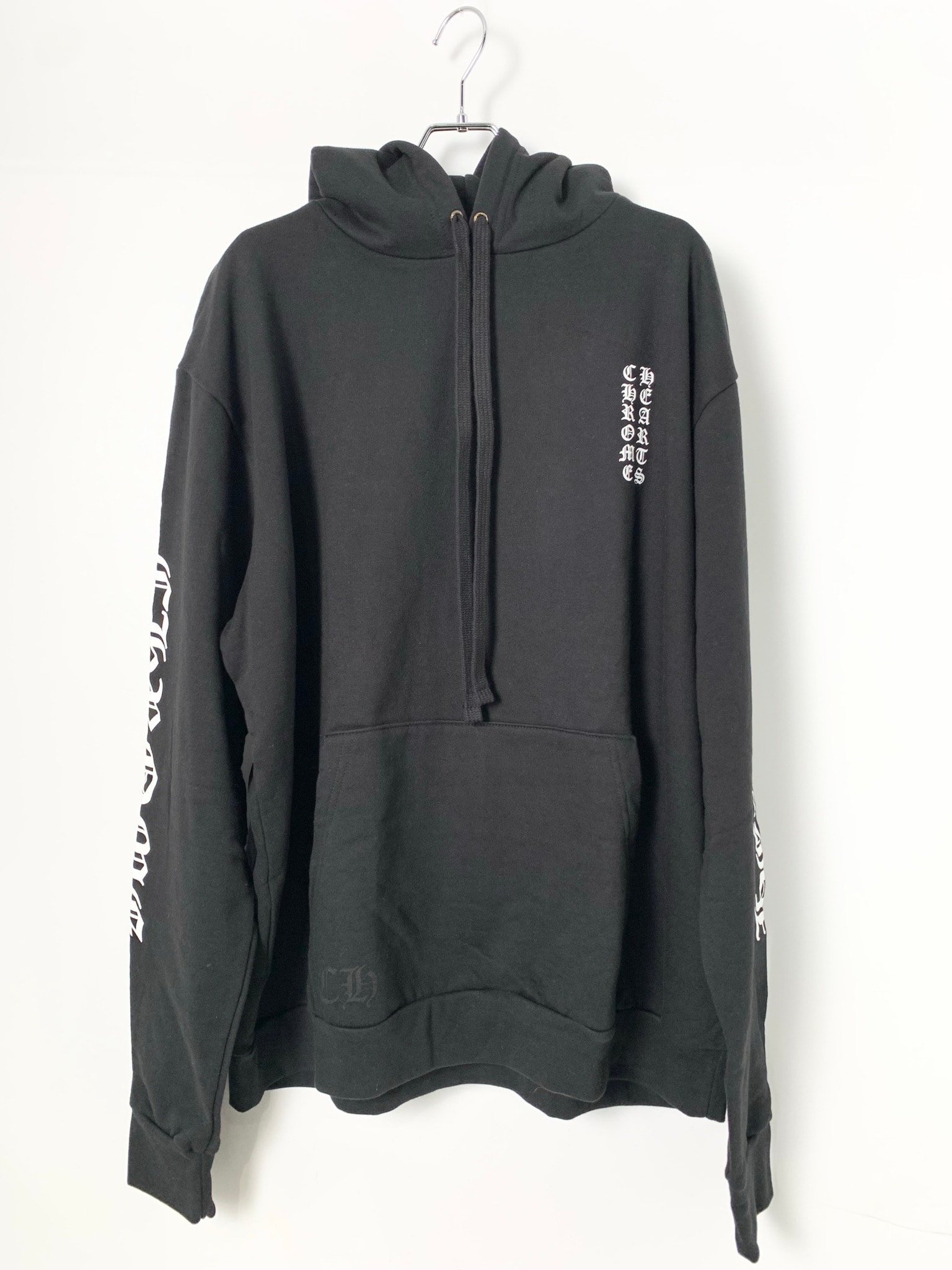 Chrome Hearts Vertical Logo Pullover Hoodie "Black/White"