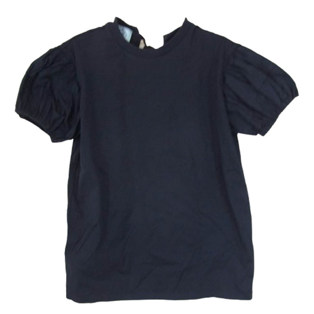 PRADA プラダ Tシャツ 35876G R181 1Q1D パフスリーブ バックリボン 半袖 Tシャツ ネイビー系 XS【中古】