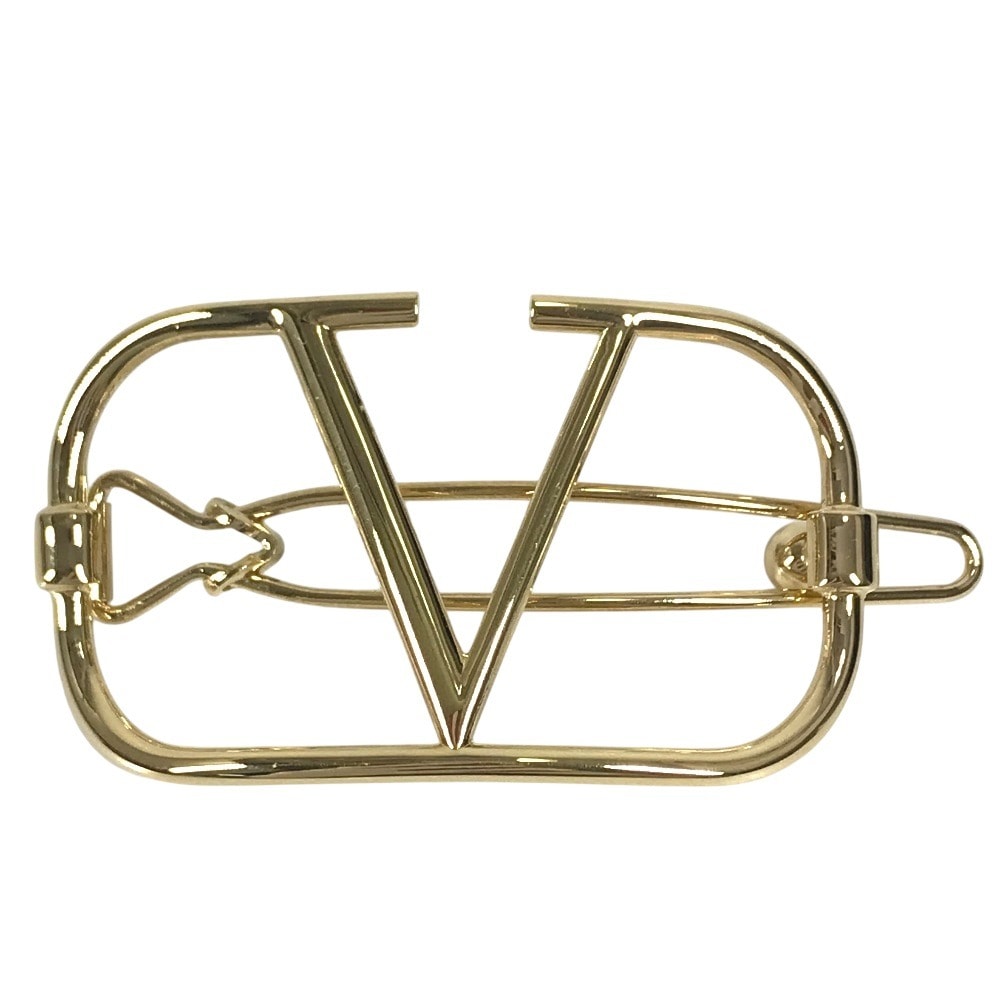 ヴァレンティノ VALENTINO Vロゴ 4W2J0H38MET ヘアアクセサリー アクセサリー ヘアクリップ ヘアピン バレッタ メタル ゴールド 美品
