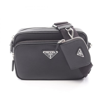 プラダ PRADA ショルダーバッグ バッグ サフィアーノレザー メンズ ブラック系 2VH170 【中古】