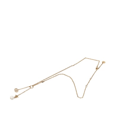 ディオール CDロゴ 星 スター モチーフ ネックレス ゴールド メッキ ラインストーン フェイクパール レディース Dior 中古