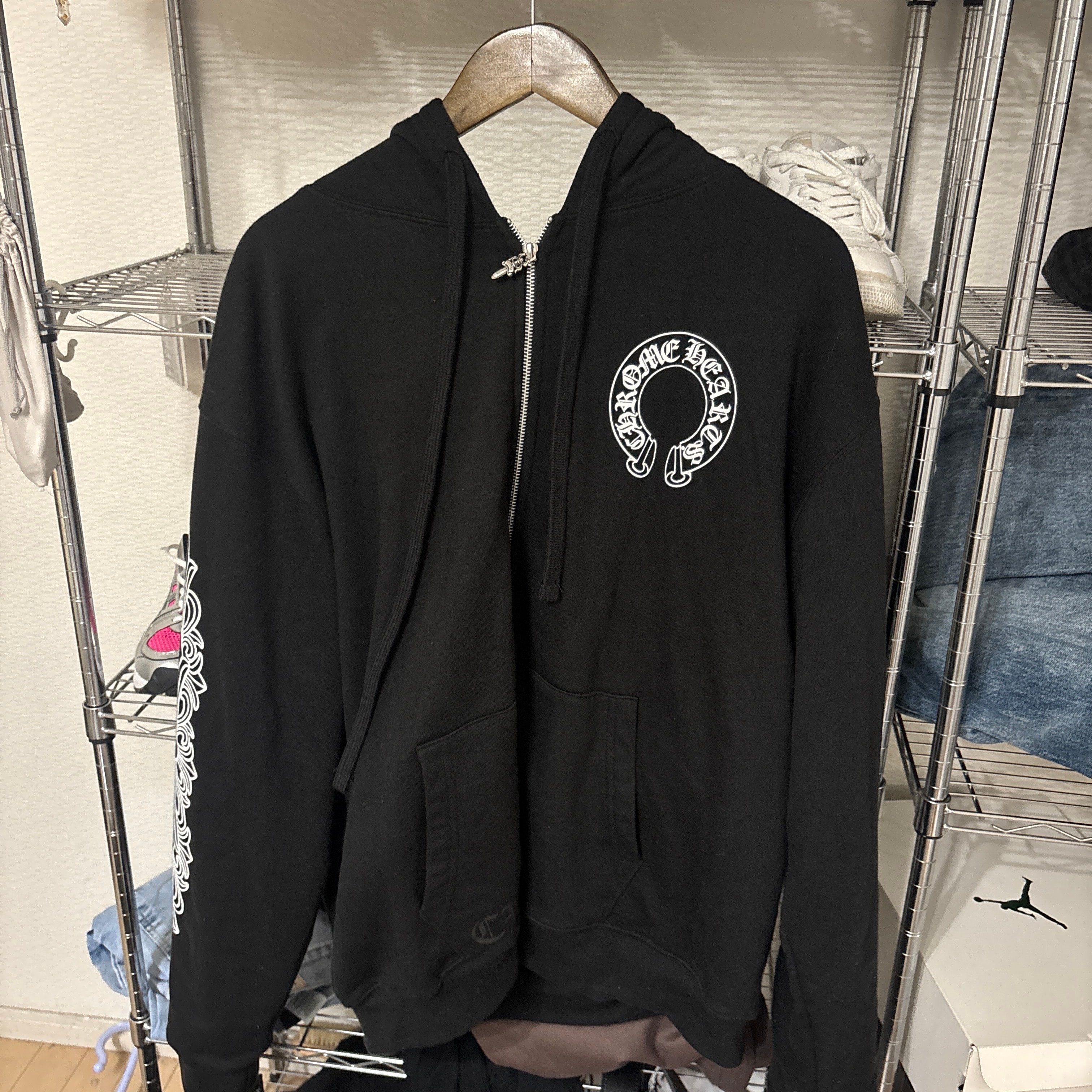 Chrome Hearts Horseshoe Floral Cross Zip-Up Hoodie "Black"