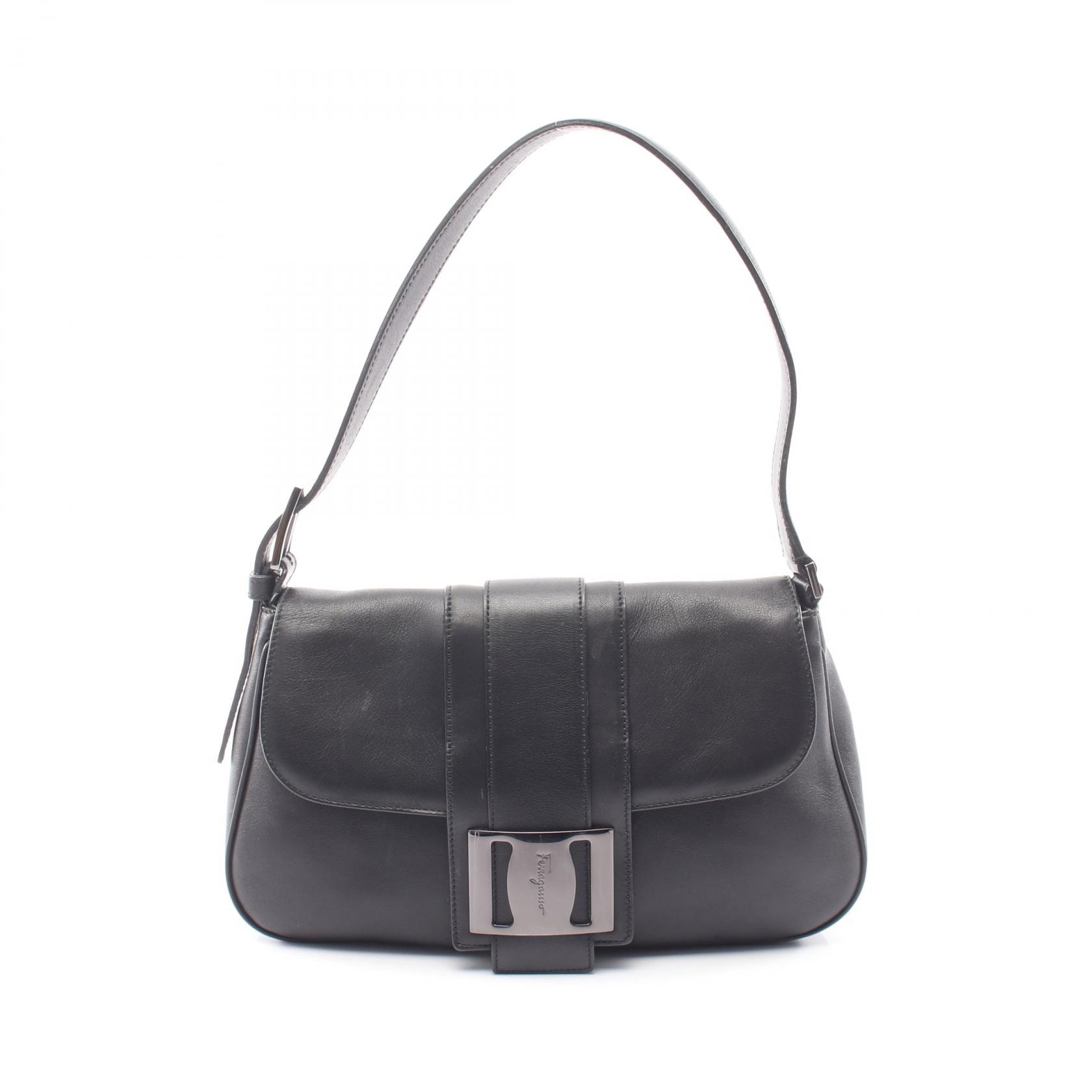 サルヴァトーレフェラガモ Salvatore Ferragamo ロゴ ショルダーバッグ バッグ レザー レディース ブラック系 21 2849 【中古】