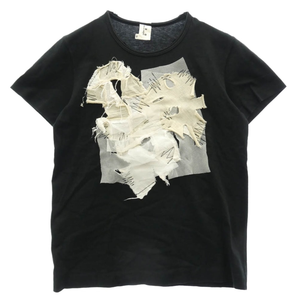 tao COMME des GARCONS タオ コムデギャルソン Tシャツ AD2009 3E-T040 アートグラフィックパッチワーク デコレーションTシャツ ブラック系 S【中古】