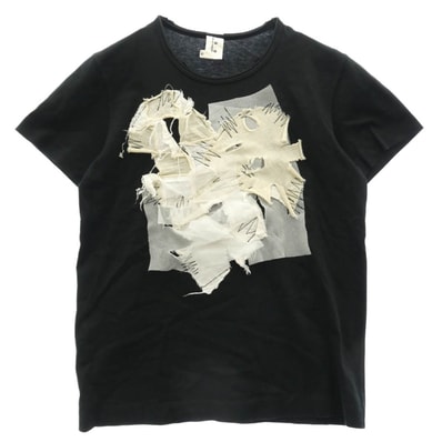 tao COMME des GARCONS タオ コムデギャルソン Tシャツ AD2009 3E-T040 アートグラフィックパッチワーク デコレーションTシャツ ブラック系 S【中古】
