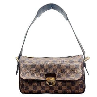 LOUIS VUITTON 美品 ルイヴィトン ラヴェッロ GM ダミエ エベヌ ショルダーバッグ N60006 PVC レザー TH0056 ブラウン ワンショルダーバッグ セミショルダーバッグ LV ヴィトン ABランク 中古 鑑定済 ヴィトンバッグ
