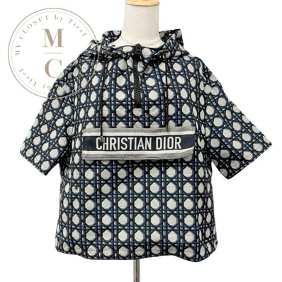 クリスチャンディオール CHRISTIAN DIOR トップス ポリエステル ネイビー グレー ブラック ショートスリーブ アノラック ロゴ ハーフジップ フーディ ジャケット