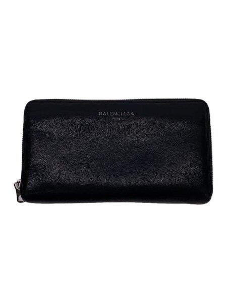 BALENCIAGA Logo Round Zip Wallet "Black"