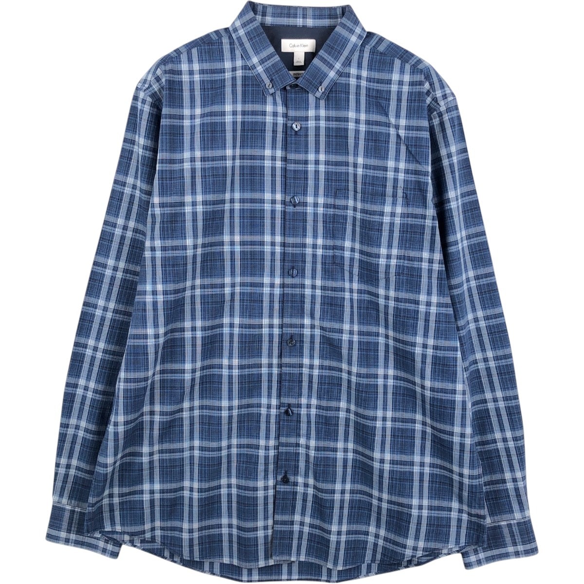 古着 カルバンクライン Calvin klein INFINITE ワイドカラー 長袖 ボタンダウンチェックシャツ メンズL相当/eaa662558