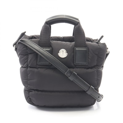 モンクレール MONCLER MICRO CARADOC 2WAY ハンドバッグ バッグ ナイロン レザー レディース ブラック系 【中古】